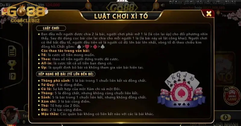 Luật chơi xì tố go88 cơ bản qua từng vòng